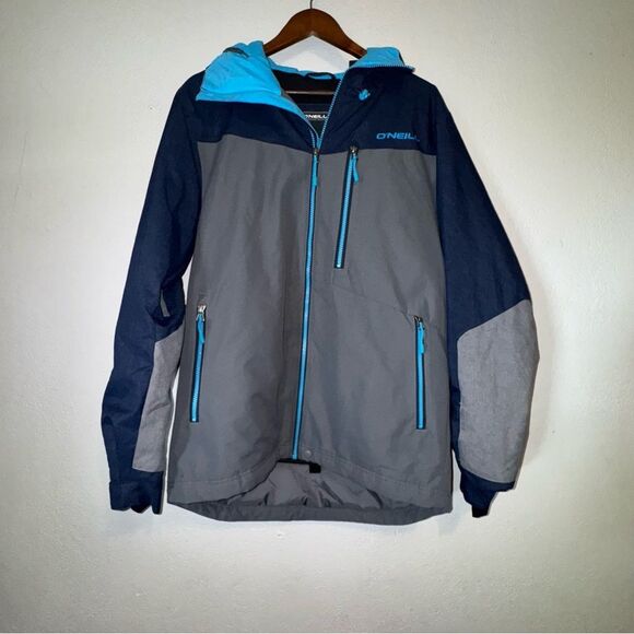 Men's O'Neill Navy Blue and Gray Block Ski Jacket - Picture 2 of 11